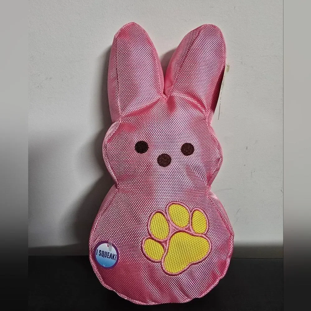 Nwt Easter Pink Peeps Bunny Squeak Dog Toy Plush 10,5